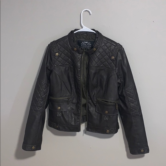 Blanc Noir Black Leather Zip-Up Jacket- Large - Picture 3 of 4